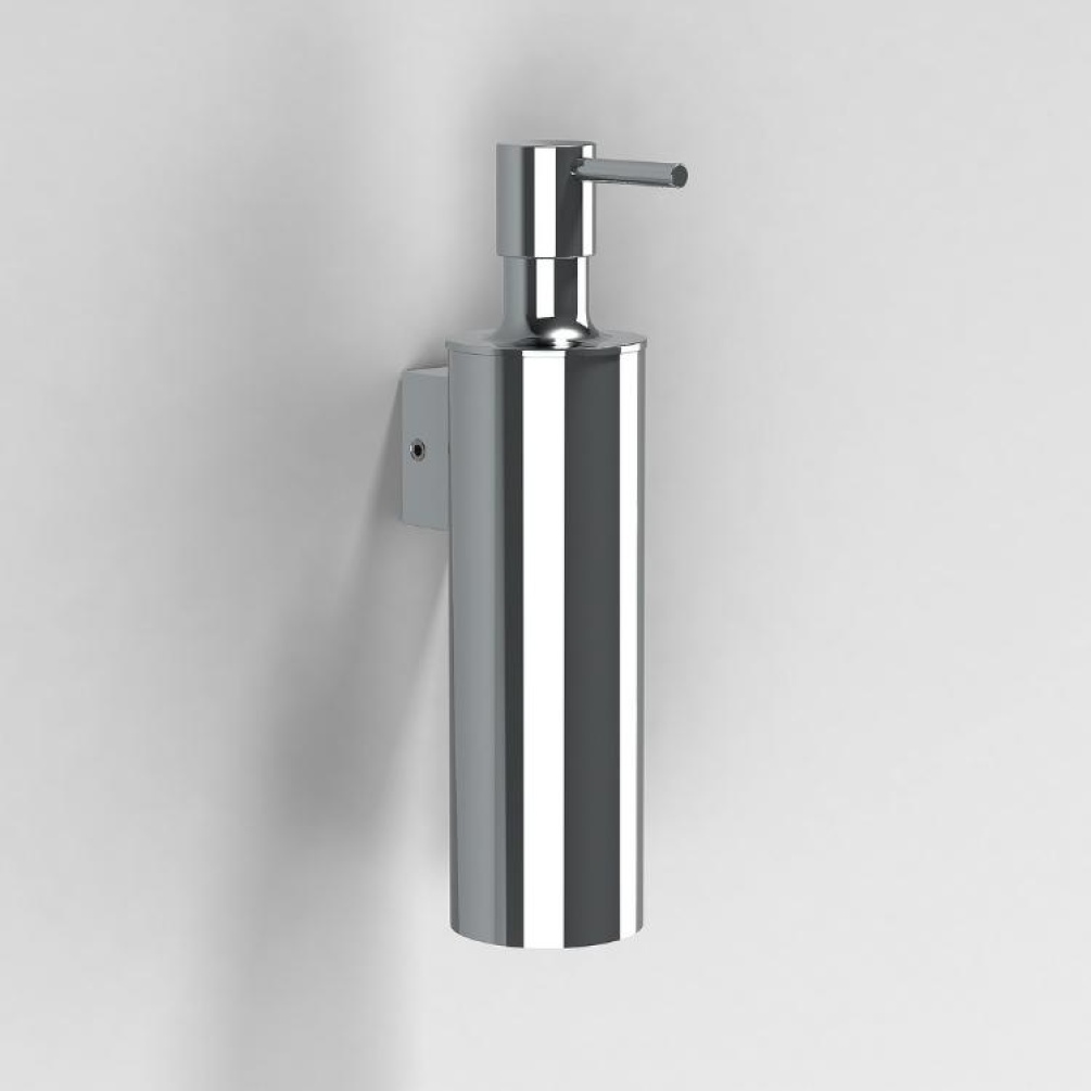 Close up product image of the Origins Living Tecno Project Chrome Metal Soap Dispenser